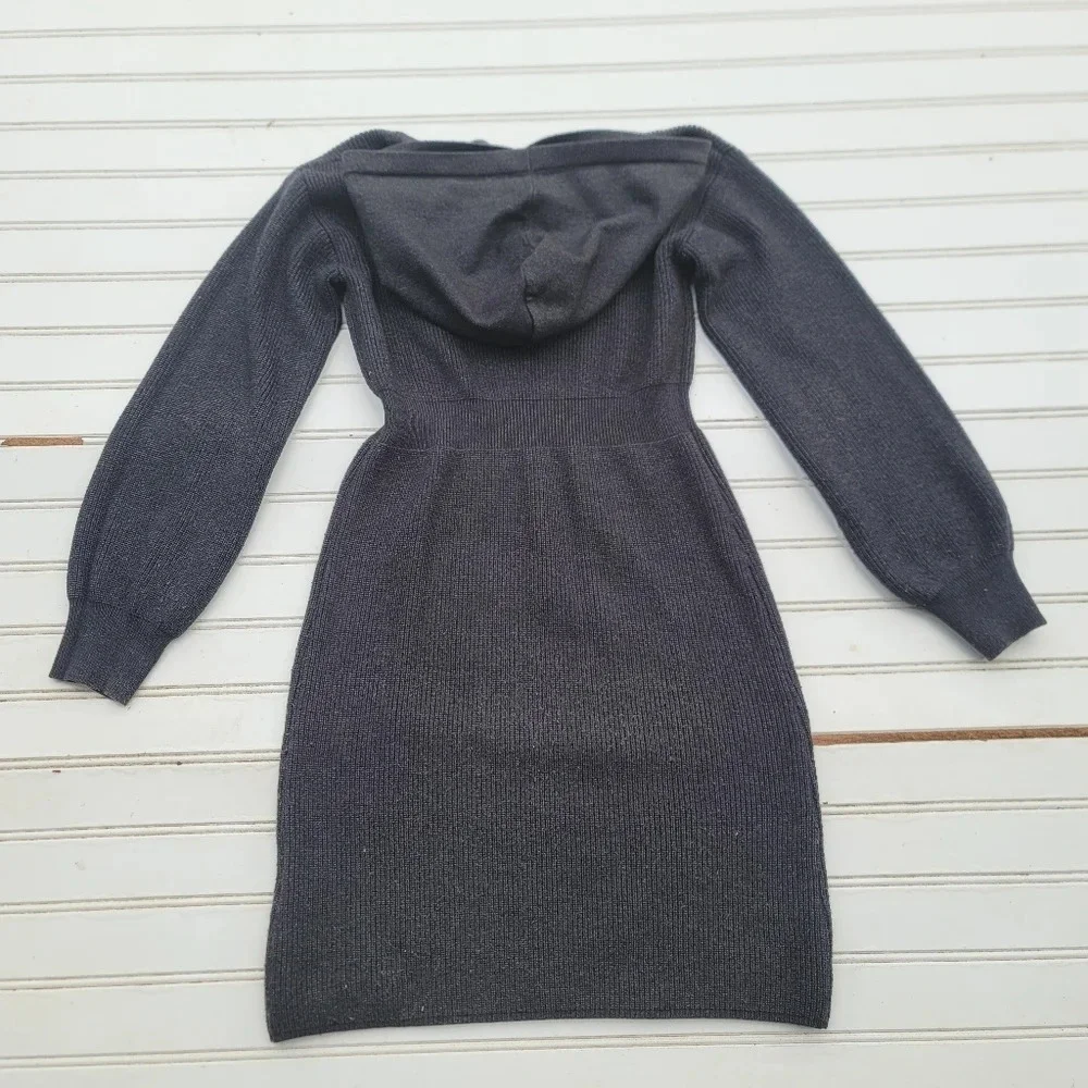 Danna Belle Hooded Sweater Dresses Girls Ribbed Charcoal Gray Long Sleeve Sz 12